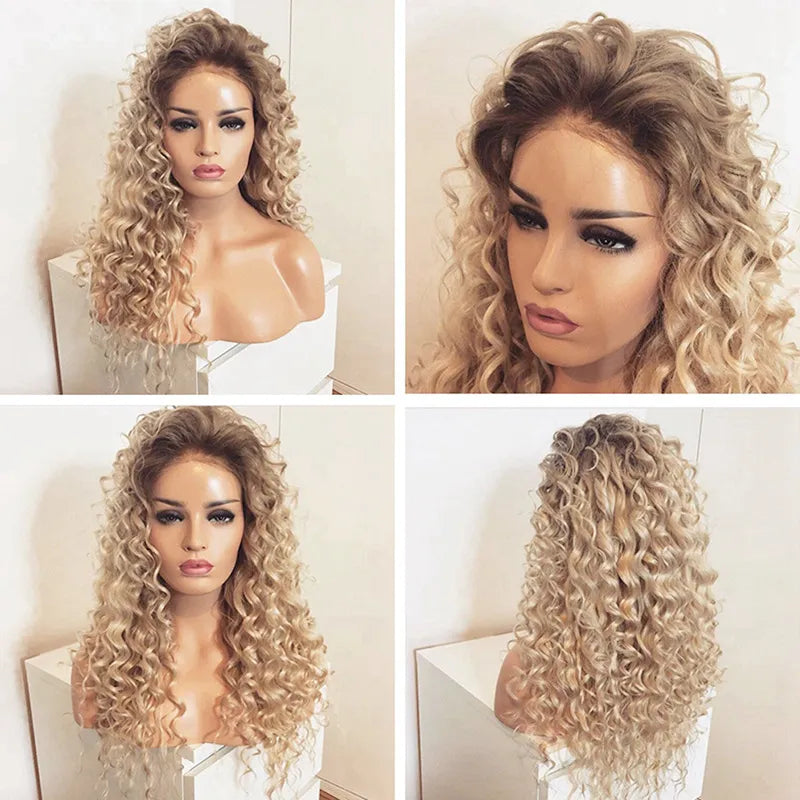 Blonde long curly wig 25"