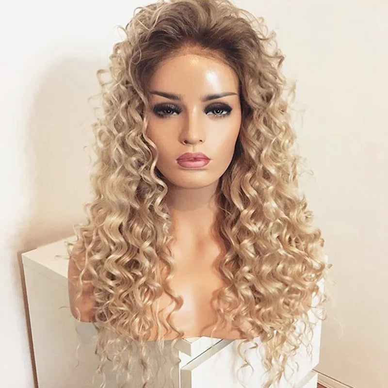 Blonde long curly wig 25"