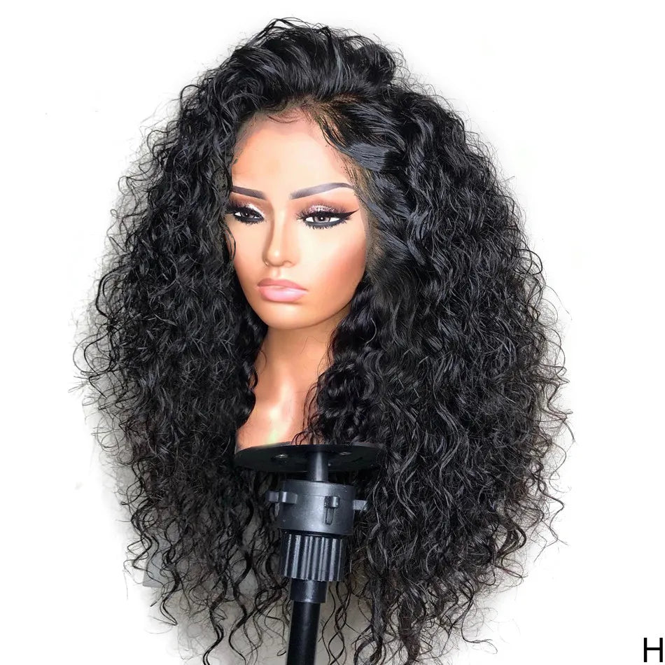 Black Front Lace Small Wavy Curly Hair 16"