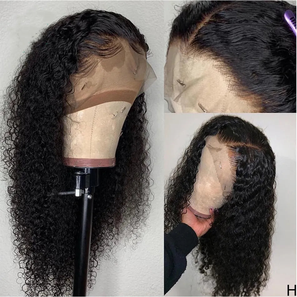 Black Front Lace Small Wavy Curly Hair 16"