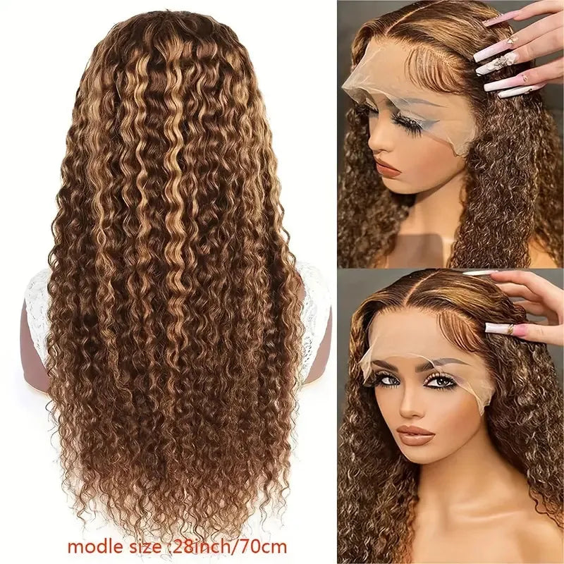 Medium Brown Mixed Color African Curly Hair Synthetic Wig 30 "